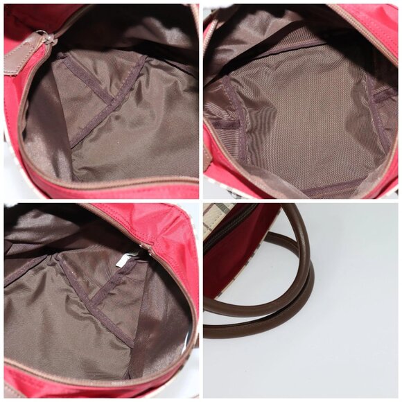 BURBERRY Nova Check Blue Label Tote Bag Nylon Beige Silver Auth - Picture 15 of 16